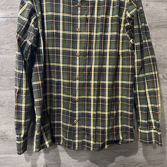 Duluth Trading Large Green Plaid Untucked Button Up Large Cotton Spandex Slim - Picture 3 of 8